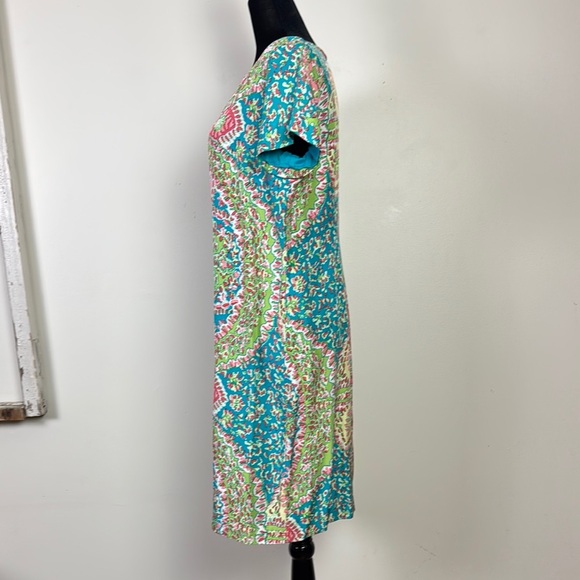 Talbots seaside paisley silk shift dress size 10 - Picture 2 of 7